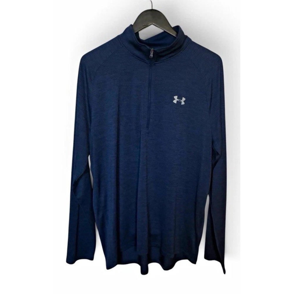 Under Armour Men's XL Navy Blue 1/4 Zip Mock Neck Pullover Shirt